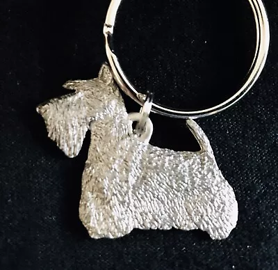 Pewter SCOTTIE Scottish Terrier Dog Puppy Silver Metal Figurine Keychain E • $5.95