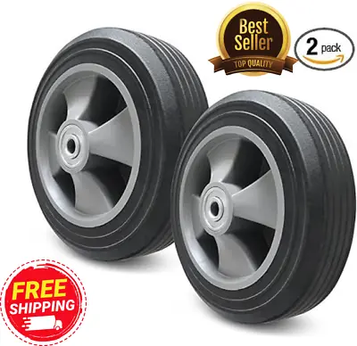 2 Pack 8 Inch Hand Truck Wheels Solid Flat Free Tires For Hand Truck Dolly Cart • $30.88