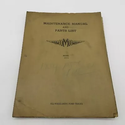 Marmon Herrington Model M804 All Wheel Drive Ford Trucks 1954 Maintenance Parts • $175.50