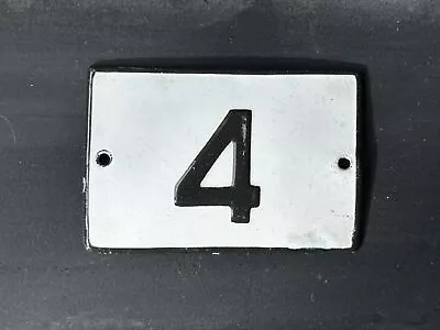 Number 4 Vintage Enamel House Numbers Made In Europe Room Hotel FREE POSTAGE • $28.05