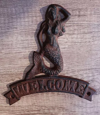 Cast Iron Nautical Ocean Mermaid Welcome Sign Abstract Wall Door Plaque Decor • $18.99