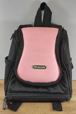 Nintendo DS Gameboy Small Backpack Carrying Case Black Pink Zippered Game Bag • $10.99