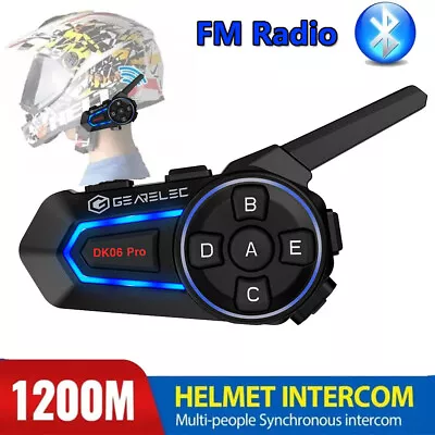 Motorcycle Helmet Bluetooth Headset 6 Riders Communication System 1200M FM Radio • $39.79