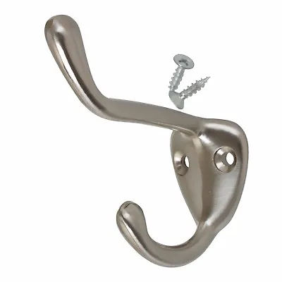 GlideRite Large Robe/Coat/Hat Double Wall Hook Satin Nickel - 7014-SN-1 • $3.99