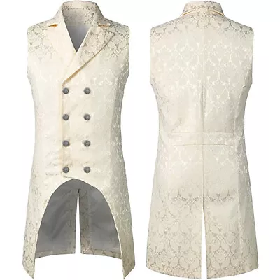 Mens Victorian Suit Vest Steampunk Gothic Medieval Waistcoat Slim Fit Dress Coat • $32.05