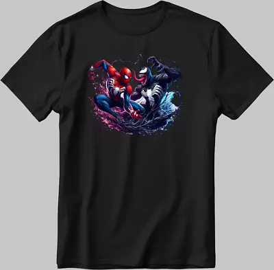 Venom Spiderman Marvel Avengers Short Sleeve White-Black Men's / Women's N518 • £10