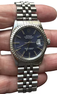 $4395 • Buy Rolex Datejust 16030 Blue Dial Stainless Steel 1987  Jubilee Bracelet