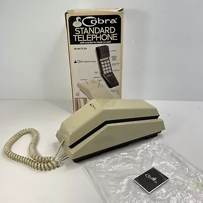 Vintage 80s Cobra Standard Telephone Model ST-201 Rare W/ Box Desk Wall Untested • $44.95