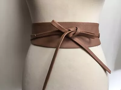 Pale Rosewood Tan Leather Obi Belt Wrap One Size • £32