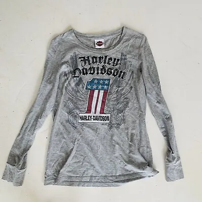 Harley Davidson Men’s Long Sleeve Cotton T Shirt Grey Size S/M • $24
