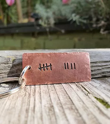 Solid Copper Tally Mark Keyring 9th Anniversary Gift Keychain 9 Years Husband  • £12.99