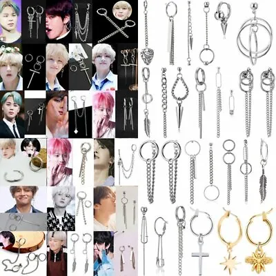 Kpop Bangtan Boys Kim Taehyung V Jimin Chain Ear Stud Earrings Jewellery Gifts • £2.50