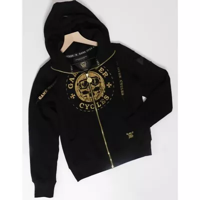 GAME OVER CYCLES Poland Black Motorcycle Moto Hoodie Sons Anarchy ~ Medium • $34.94