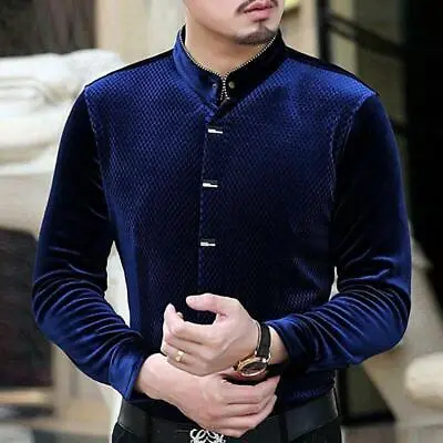 Mens Faux Fur Lined Thicken Formal Business Evening T-Shirt Winter Tops • $31.44