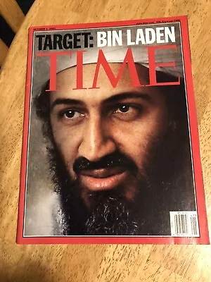 Time Magazine TARGET BIN LADEN October 1 2001 No Label Has Has UPC Bar Code • $12.99