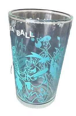 Flintstones Welch's Jelly Jar Glass Having ABall With Barney Stamp Bottom • $0.99