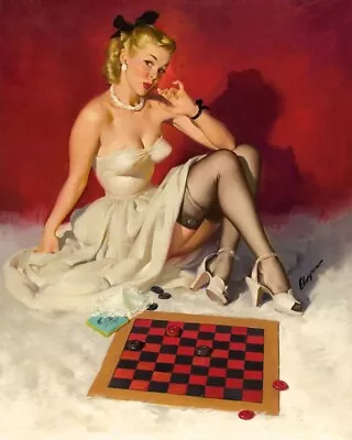 Gil Elvgren Vintage Girl Playing Checkers 11x14 Reproduction Giclee Print #141 • $12.75