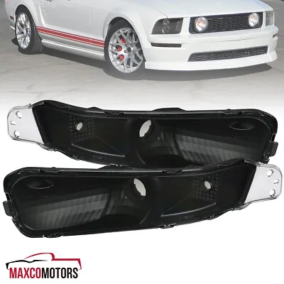 Black Bumper Lamps Fits 2005-2009 Ford Mustang Front Turn Signal Replacement • $57.47