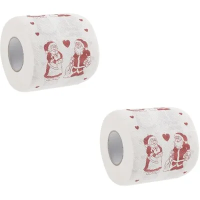  2 Rolls Bath Tissues Toilet Paper Christmas Towel Kitchen Napkin • £12.45