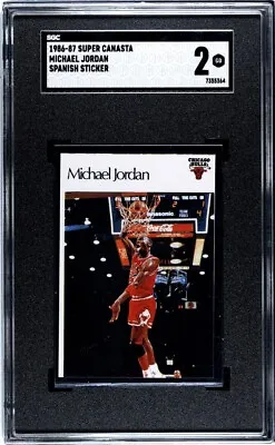 1986 Super Canasta Spanish Sticker Michael Jordan RC SGC 2 • $99