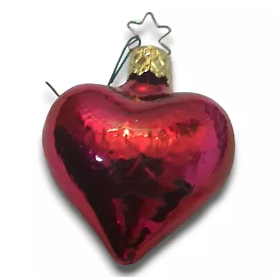 Inge Glas Christmas Ornament German Blown Glass Red Heart Vintage • $19.99