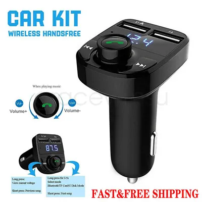 Car Wireless Bluetooth FM Transmitter MP3 Player USB Car Charger Adapter UK NEW • £6.79