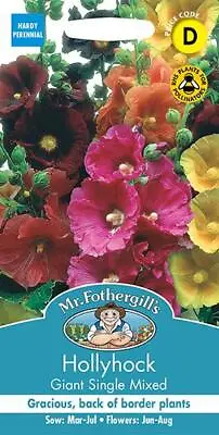 Hollyhock Giant Single Mixed  50 Seeds    Hollyhock Seeds    Flower Seeds • £2.40