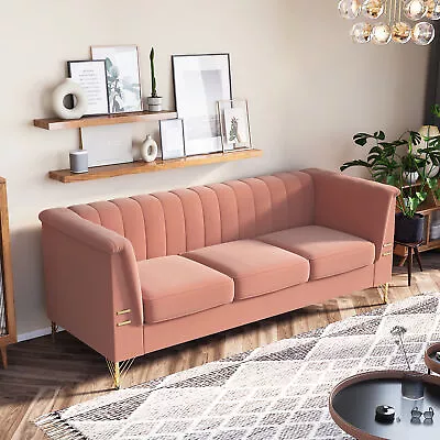 82'' Velvet Sofa Mid-Century Sofa Furniture Chesterfield Couch For Living Room • $643.45