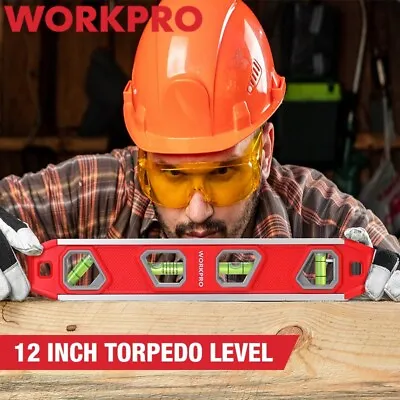 WORKPRO 12 Inch Torpedo Level Aluminum Magnetic Plumbing Level 4 Bubble V-Groove • $16.99