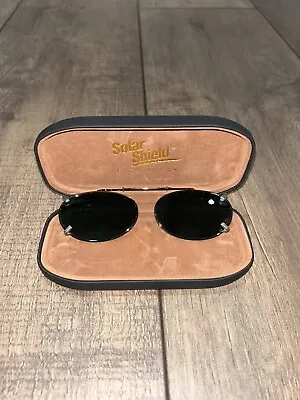 Vintage SOLAR SHIELDS Fits Over Clip On Sunglasses W/Origional Hard Shell Case • $4
