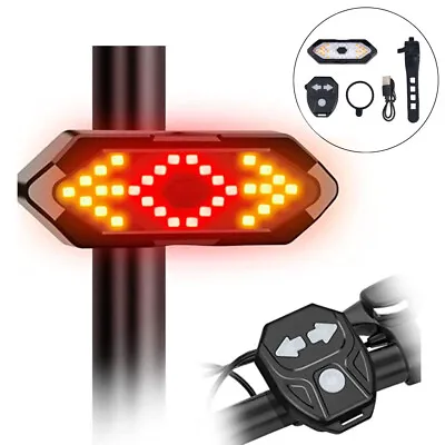 $12.99 • Buy Wireless Bicycle Bike Rear LED Tail Light Warning Turn Signal + Remote Control