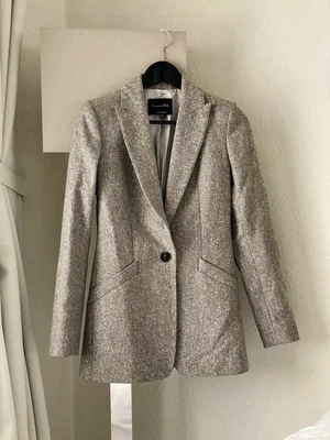 $239 • Buy MASSIMO DUTTI, Blazer In Grey/Brown, Fitted, Buttons, Lapel, Pockets, US Size 2