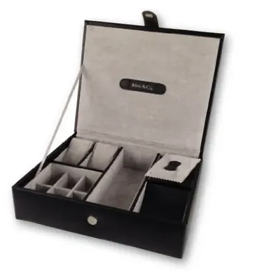 Mele & Co Black Watch Box In Recycled Leather Organizer Box Case Black • £27.50