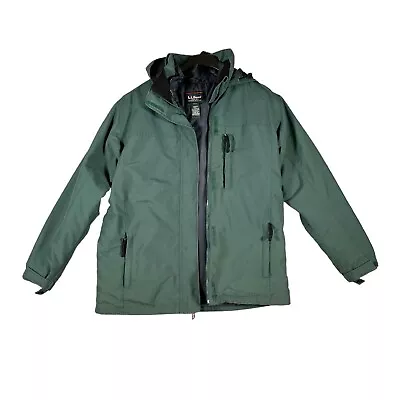 LL Bean Jacket Womens L Green 3 In 1 Hooded Thermolite Insulated Winter Coat • $24.95