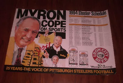 1994 Iron City Beer Steelers Schedule Myron Cope Poster • $20