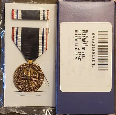 PRISONER OF WAR MEDAL & Ribbon Bar W/Original Box Military Issue 12/87 VTG MIL • $12.99