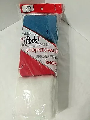 PEDS Acrylic Socks Vtg 3 Pr Red White Blue Fits Sz 10-13 Stretch Poly NEW  • $44.95