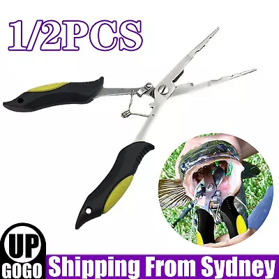 Stainless Steel Fishing Hook Remover Pliers Braid Tackle Line Cutter Scissors • $13.24