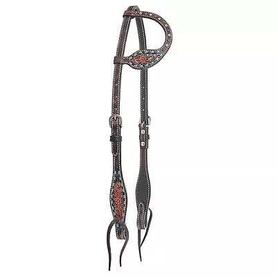 Circle Y Bronco Blue TX Flower One Ear Headstall • $108.58