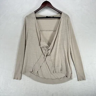 Martin + Osa Sweater Womens Medium Beige Oatmeal Ribbed Snap Front Oversized • $14.40