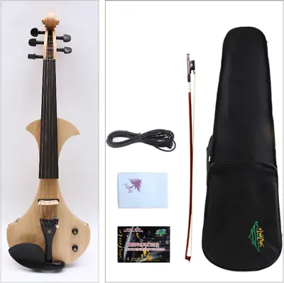 5 String Electric Violin 4/4 Solid Wood Ebony Fittings Free Case Wood Color • $265.88