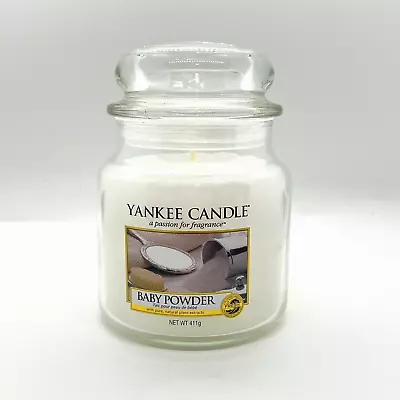 Yankee Candle BABY POWDER Scented Medium Jar White Housewarmer New Wax 14.5 Oz  • £19.29