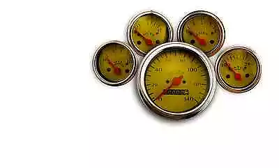 Mechanical Gauge Set Classic Gold 5 Gauge Veethree Instruments #CYBCE5717 • $199.99