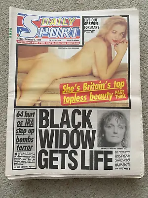 Daily Sport Newspaper 4th December 1992 Chantal Mann Helen Labdon • £14.99