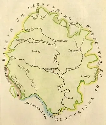 Map Herefordshire By John Aikin England Delineated Original With Text 1803  • £34