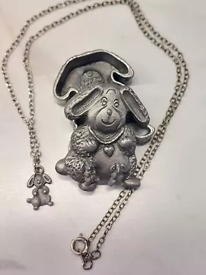 Pewter Pin Rabbit Trinket Box  Earrings Necklace Set Lid Is Earring Holder / Pin • $38