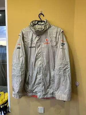 F1 Vodafone McLaren Mercedes Team Waterproof Jacket White Mens Size XXL • $70