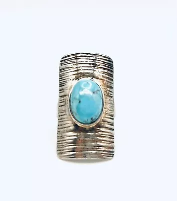 Signed NF Vintage Sterling Silver 925 Turquoise Ring Sz 9 • $49.99