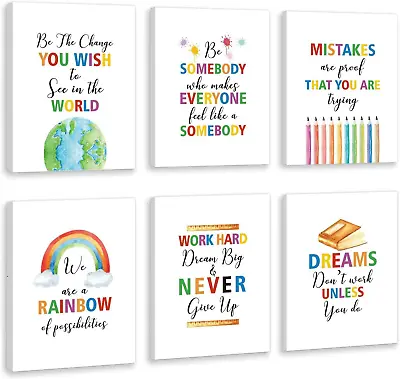 Colorful Rainbow Art Print Set Of 6 Pieces (12X16Inch) Canvas Kids Motivational • $80.93