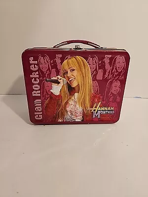 HANNAH Montana Tin Metal Box Miley Cyrus Pink  Lunch Box Toy Box • $17.99